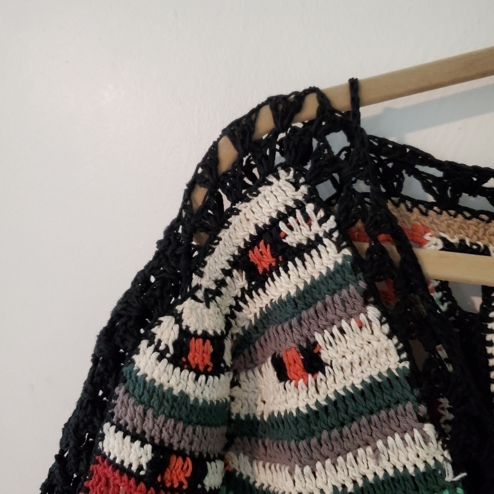 Cleobella Puff Sleeve Crochet Tunic Sweater Dress - Picture 4 of 9